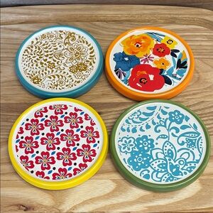 The Pioneer Woman | Flea Market Floral | Ceramic Drink Coasters | Set of 4